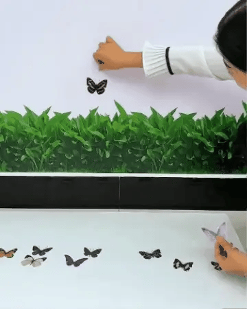 3D P.V.C GREEN GRASS WALL STICKER WITH BUTTERFLY