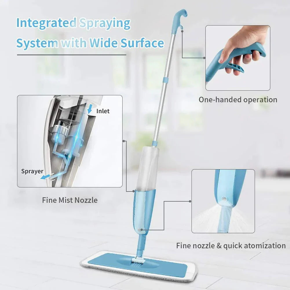 Floor cleaning Spray Mop With Replaceable Microfiber Pad