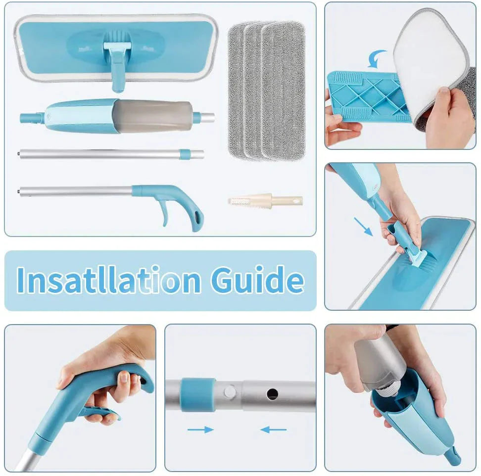 Floor cleaning Spray Mop With Replaceable Microfiber Pad
