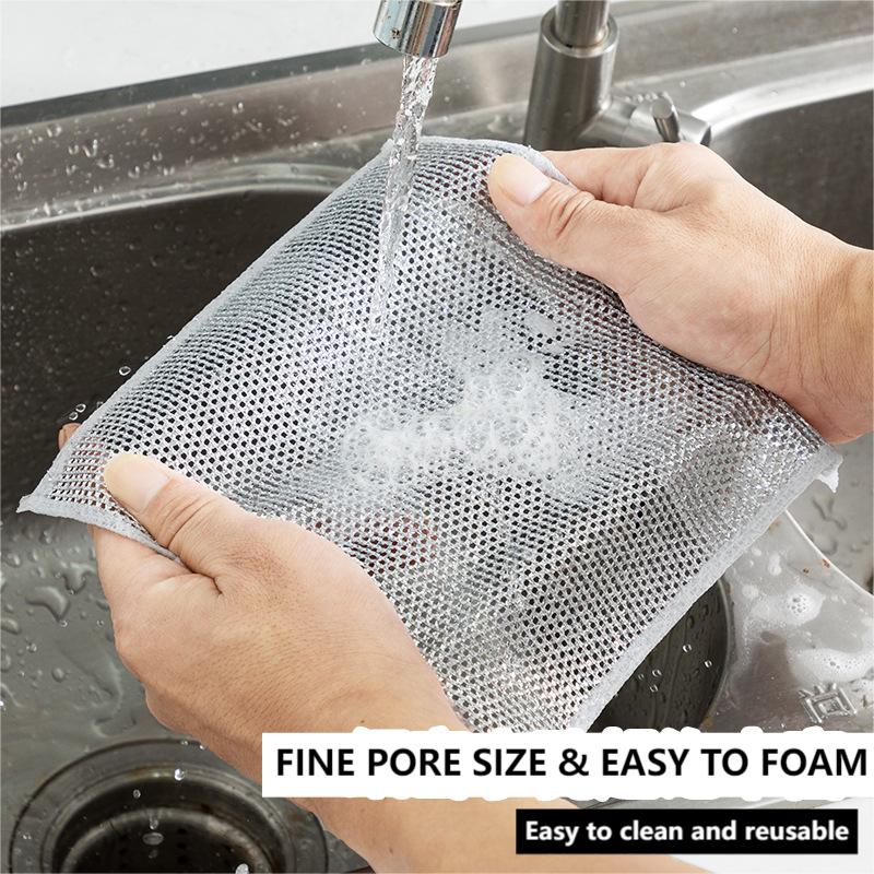 MULTIPURPOSE WIRE DISHWASHING RAGS FOR WET AND DRY - PACK OF 5