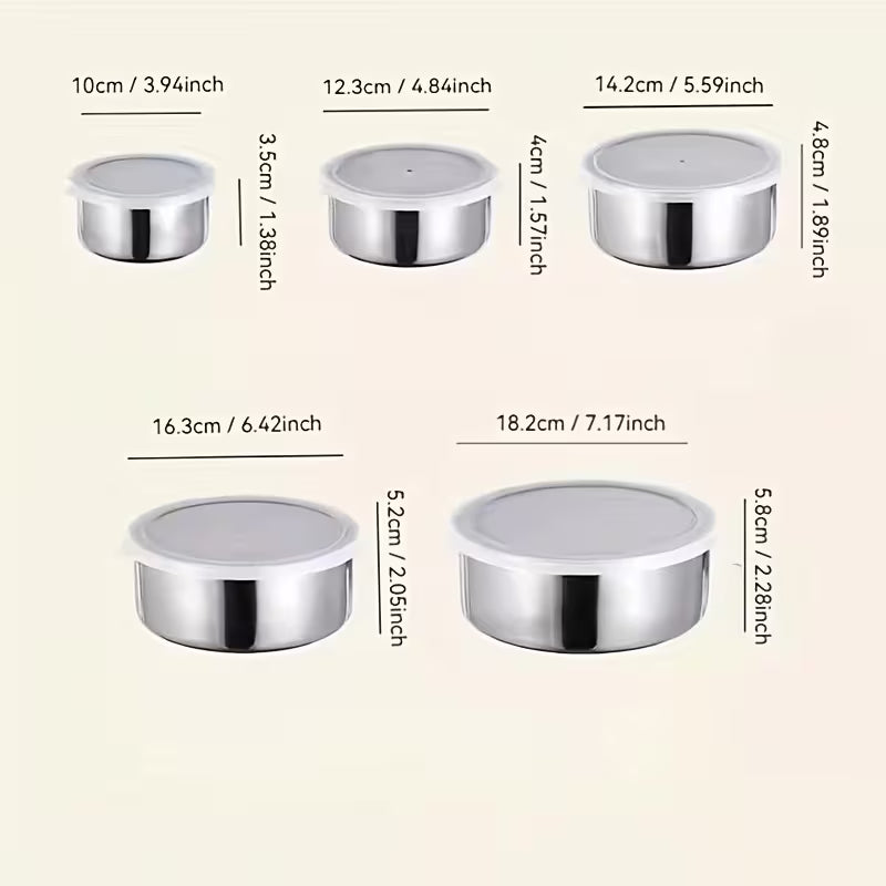 5pcs Stainless Food Storage Containers with Flip-Top Lids