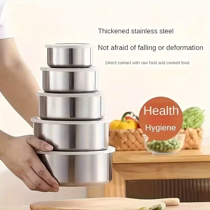 5pcs Stainless Food Storage Containers with Flip-Top Lids