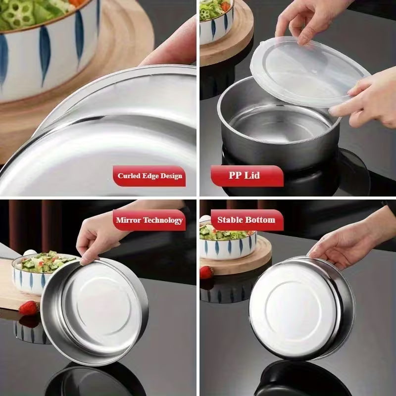 5pcs Stainless Food Storage Containers with Flip-Top Lids