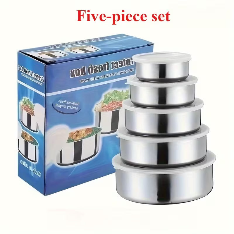 5pcs Stainless Food Storage Containers with Flip-Top Lids