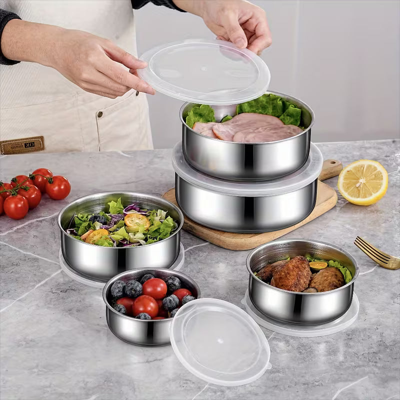 5pcs Stainless Food Storage Containers with Flip-Top Lids