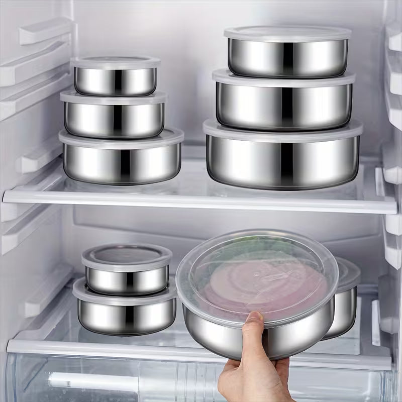 5pcs Stainless Food Storage Containers with Flip-Top Lids