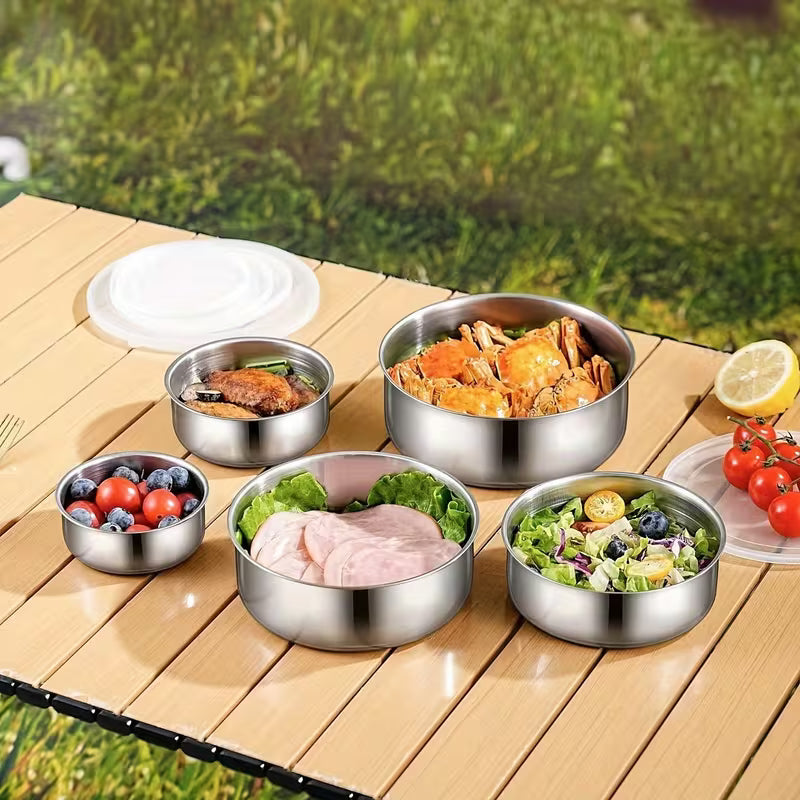5pcs Stainless Food Storage Containers with Flip-Top Lids